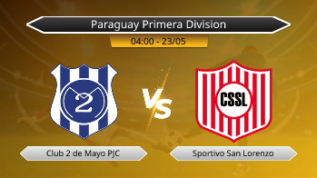 Paraguay Primera Division Club 2 de Mayo PJC VS Sportivo San Lorenzo